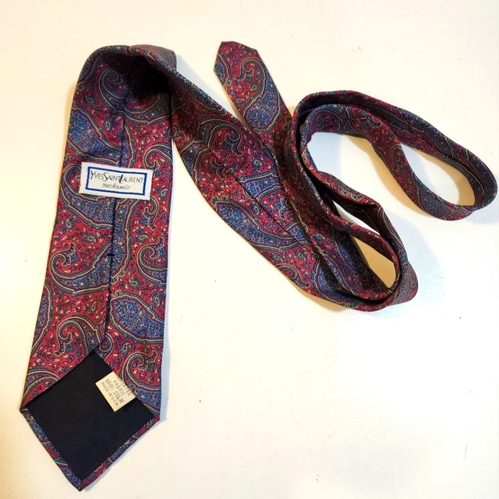Yves Saint Laurent Neck Vintage Presley 100% Silk Men's Neck